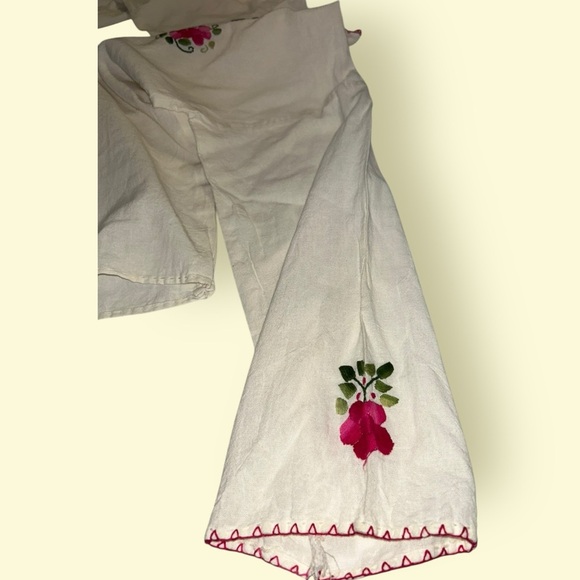Vintage Oaxaca Embroidered Handmade Floral Cotton Blouse from Mexico off white - Picture 6 of 11